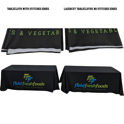 8' LazerCut 3-Sided PREMIUM Sublimated Tablecloth, Drape Style, Open Back