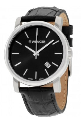 Urban Vintage Black Dial Black Leather Strap Watch