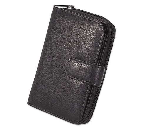 Women's Wallet black genuine milled leather