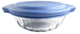Bake N Take 3pc set - 2qt sculpted round casserole, blue lid & tote in gift box