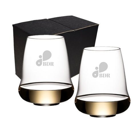 ~Stemless Wings Riesling, 16.23oz RIEDEL crystal stemless glass S/2 in a Mystique black gift box