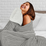 Personalized Cable Knit Chenille Sherpa Throw, with Lasered logo patch, NO SETUP CHARGE