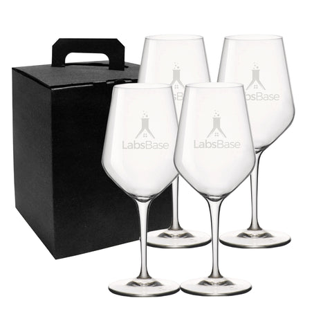 ~ Bormioli Rocco Electra White 15oz stemmed crystal wine glass S/4 in a Noir gift box