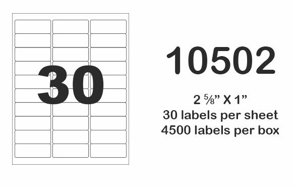 ZERO WASTE Laser Sheets- 100% recycled paper (2.625" x 1" -30 labels per sheet)