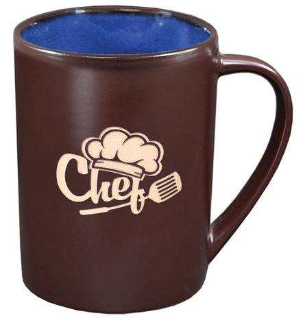 Au Chocolat 17oz 2tone brown/blue mug - Etched