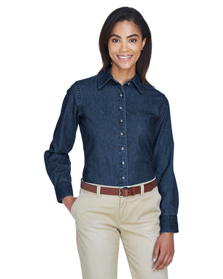 Harriton Ladies' 6.5 oz. Long-Sleeve Denim Shirt