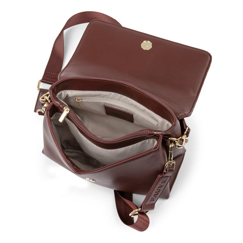 FAUVE COLLECTION-Vegan Leather Front Flap Crossbody Bag