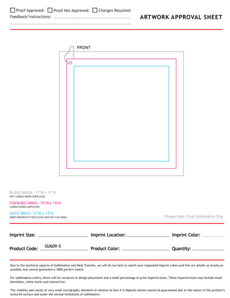 Microfiber Dri-Lite Terry Golf Towel, Finished size 15x15, Nofold Grommet & Hook, Sublimated