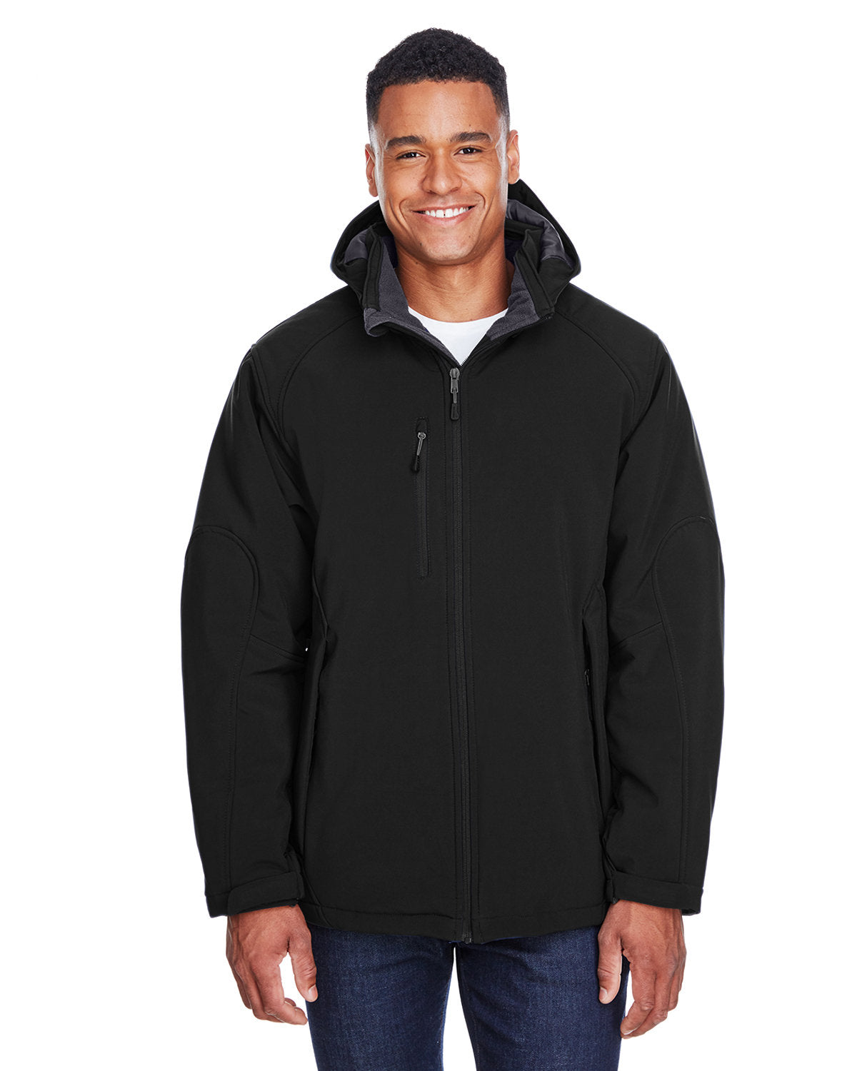 000187 NORTH END Men's Glacier Insulated Three-Layer Fleece Bonded Soft Shell Jacket with Detachable Hood
