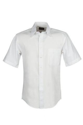 Men's Cotton Blend Oxford Short Sleeve Shirt (White) (2XS-5XL)