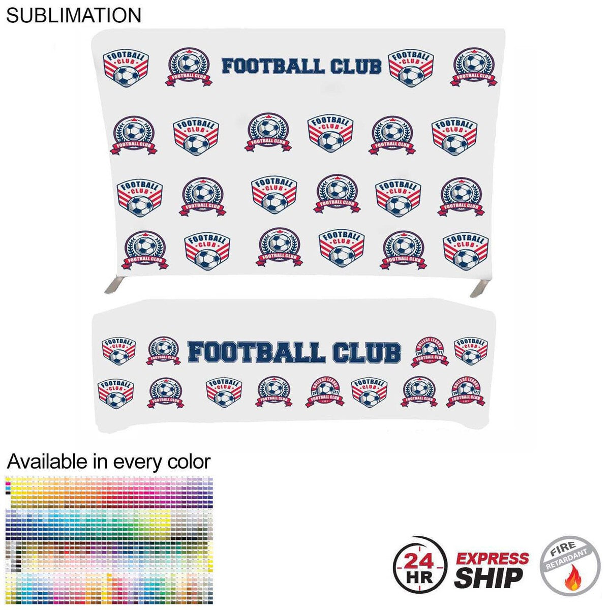 24 Hr Express Ship- Tradeshow Booth Package Supreme 10' EuroFit Display and 8' Sublimated Tablecloth