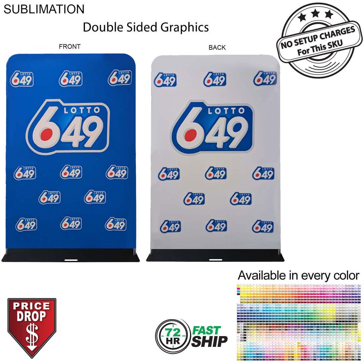 72 Hr Fast Ship - 5'W x 90"H EuroFit Banner with Steel Base, Full Color Graphics 2 Sided, NO SETUP