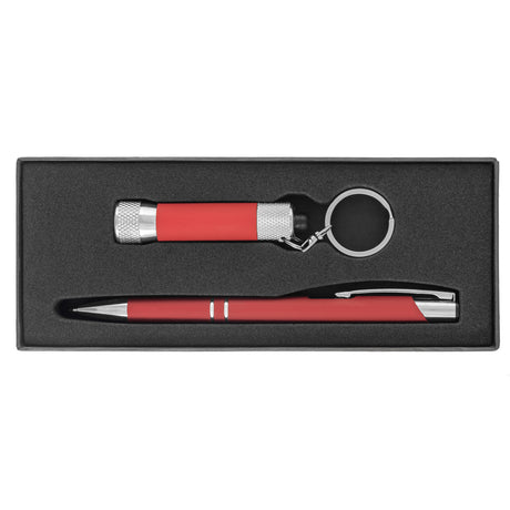 Tres-Chic & Chroma Softy - Laser Engraved - Metal Pen & Flashlight Gift Set