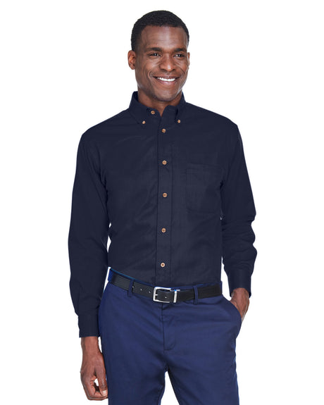Harriton Men's Easy Blend? Long-Sleeve Twill Shirt with Stain-Release