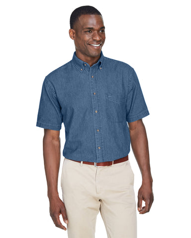 Harriton Men's 6.5 oz. Short-Sleeve Denim Shirt