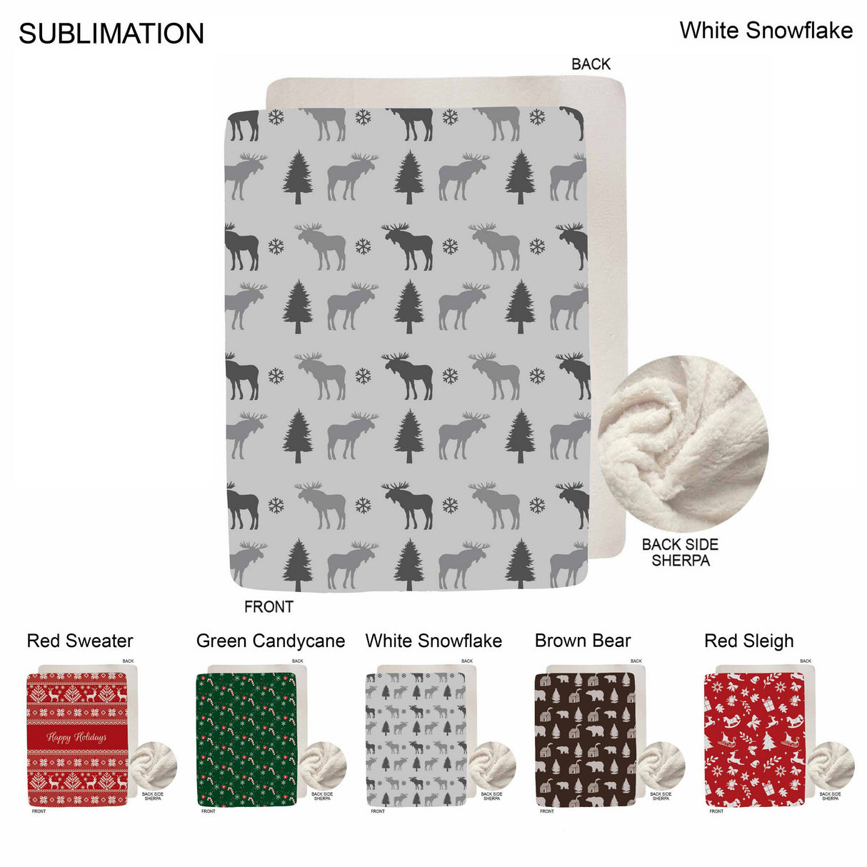 Stock Design Festive, Holiday Plush Sherpa Lined Micro Mink Throw, 60"x80", Sublimated
