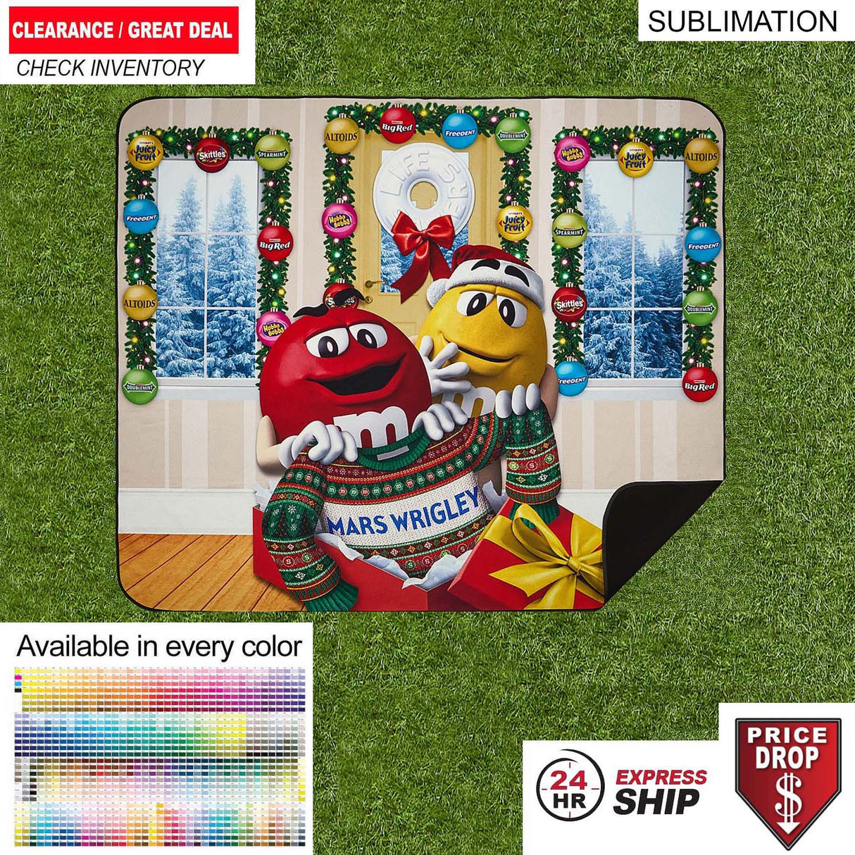 24 Hr Express Ship - Water Repellent Microfiber Picnic Blanket, 50"x60", Sublimated