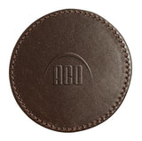 Genuine Leather Round Single Coaster with Stitched Edge - brown