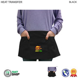 72 Hr Fast Ship - Bar Twill Waist Apron, 20x10, 3 Pockets, Heat Transfer logo, Stocked in Black