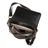 FAUVE COLLECTION-Vegan Leather Front Flap Crossbody Bag