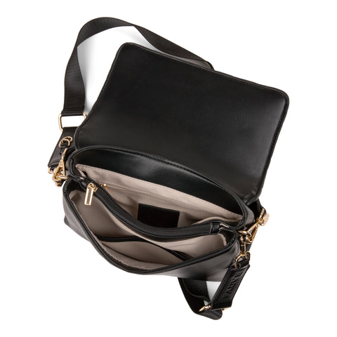 FAUVE COLLECTION-Vegan Leather Front Flap Crossbody Bag