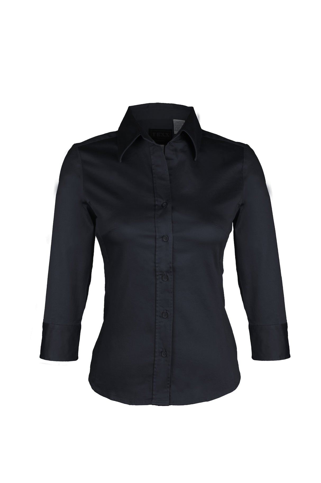 Ladies solid Stretch shirts (BLACK) (XS-2XL)