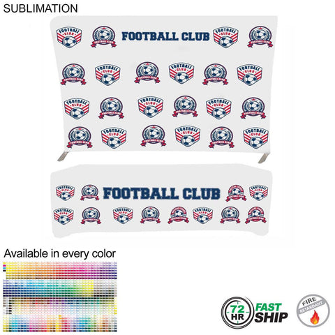 72 Hr Fast Ship - Tradeshow Booth Package Supreme, 10' EuroFit Display and 8' Sublimated Tablecloth