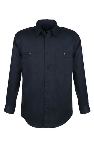Men's Cotton Blend Twill Long Sleeve Shirts (Navy Blue) (XS-5XL)