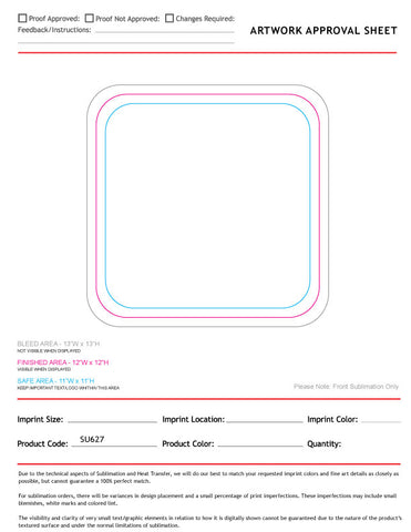 Plush and Soft Velour Terry Cotton Blend Face Cloth, 12x12, Sublimated Graphics Edge to Edge