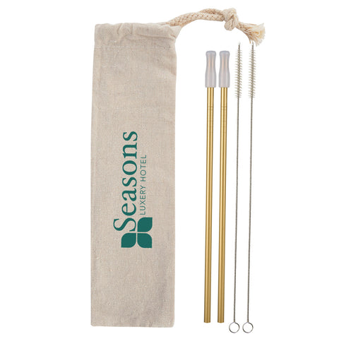 2- Pack Park Avenue Stainless Straw Kit With Cotton Pouch
