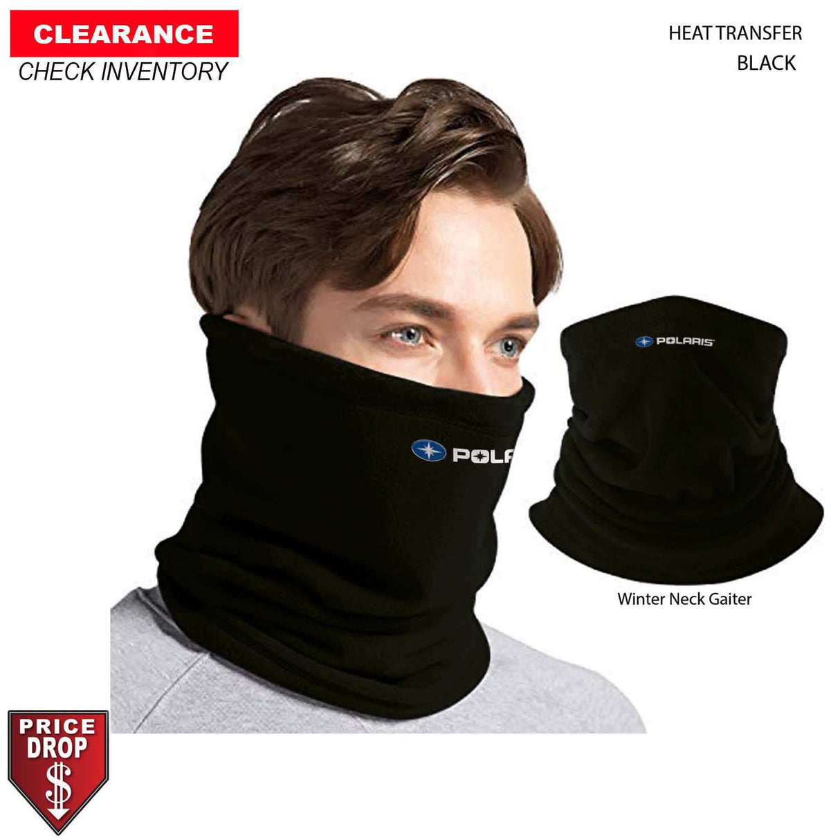 Discounted Full Color Heat Transfer Multifunction Tubular 2-ply Black WINTER Neck Gaiter