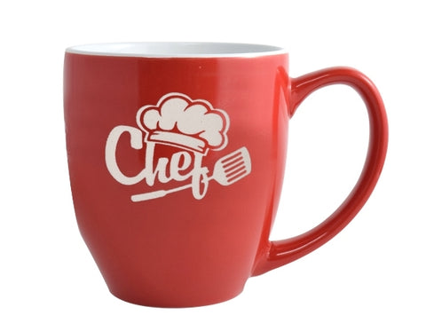 Bistro 16oz 2tone red/white mug - Etched
