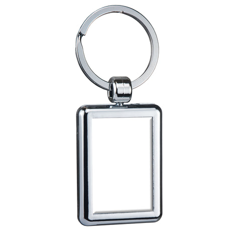 Two Sided Budget Chrome Plated Plastic Domed Key Tag Rectangle