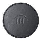 Genuine Leather Round Single Coaster with Stitched Edge - black