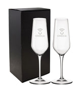 ~Bormioli Rocco Electra Champagne 7.75oz stemmed crystal flute S/2 in an Onyx gift box