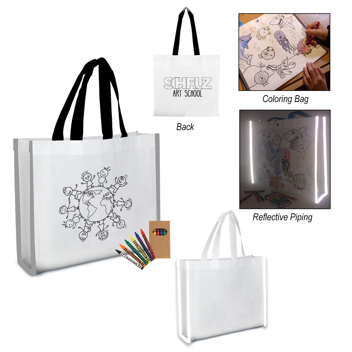 Reflective Non-woven Coloring Tote Bag With Crayons – GiftAFeeling