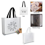 Reflective Non-woven Coloring Tote Bag With Crayons