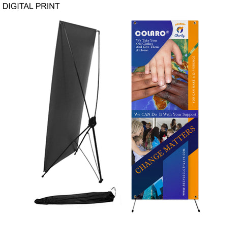 Econo, Cost Effective Advertising Banner with Graphics, X-Stand and Bag, 23x64, Easy to setup