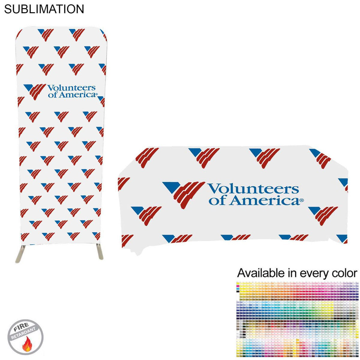 000596 Tradeshow Booth Package Sleek, 2'wide Skinny EuroFit Wall Display + PREMIUM 6' Sublimated Tablecloth