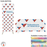 000596 Tradeshow Booth Package Sleek, 2'wide Skinny EuroFit Wall Display + PREMIUM 6' Sublimated Tablecloth