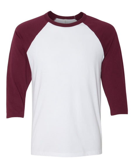 Bella+Canvas Unisex Three-Quarter Sleeve Baseball Tee