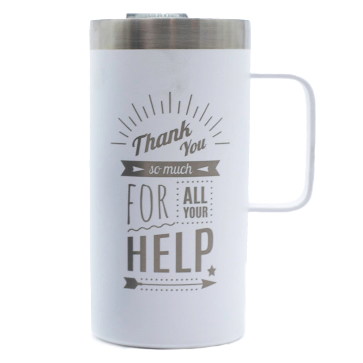 Glacier 20oz stainless steel double wall mug matte white with pushon lid