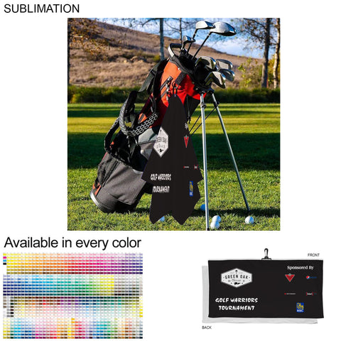 48 Hr Quick Ship - Oversized Golf Towel in Soft Velour Terry, 24x48, with Black Hook, Sublimated