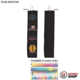 24 Hr Express Ship - Colored Microfiber Dri-lite Terry Golf Towel, Trifold Grommet and Hook
