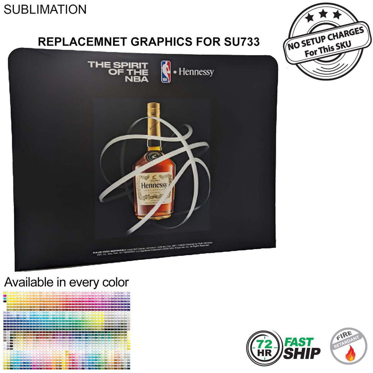 72 Hr Fast Ship - Replacement Full Color Graphics Double Sided for 8'W x 8'H EuroFit Straight Wall