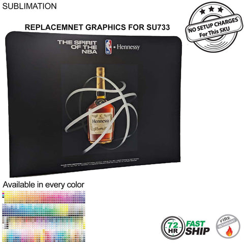 72 Hr Fast Ship - Replacement Full Color Graphics Double Sided for 8'W x 8'H EuroFit Straight Wall