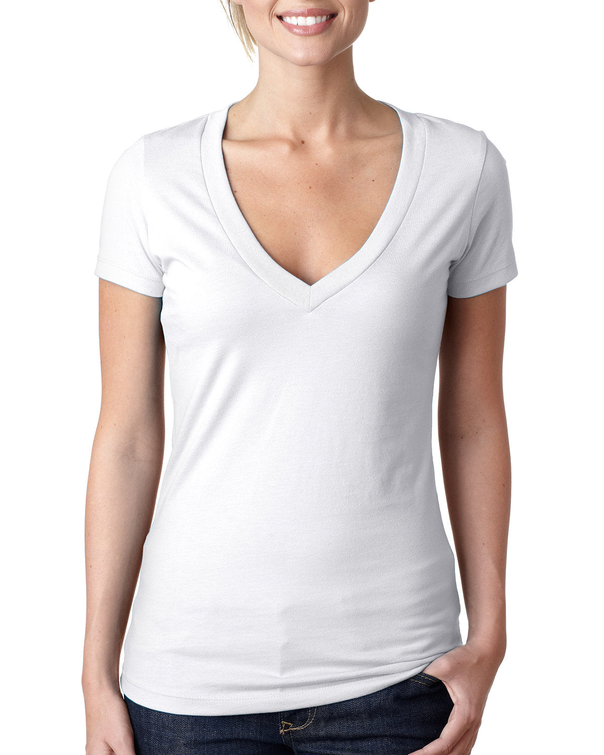 NEXT LEVEL APPAREL Ladies' CVC Deep V-Neck T-Shirt