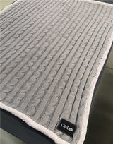 Cable Knit Chenille Sherpa Throw, with Lasered logo patch, NO SETUP CHARGE