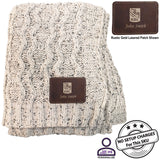 Personalized Heather Cable Knit Chenille Blanket, 50x60, with Lasered logo patch, NO SETUP CHARGE