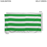 24 Hr Express Ship -Cabana Stripe Sublimated, Absorbent Microfiber Dri-Lite Terry Beach Towel, 30x60